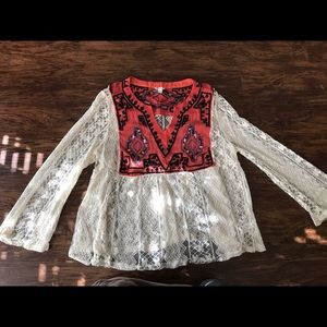 cato embroidered & lace blouse